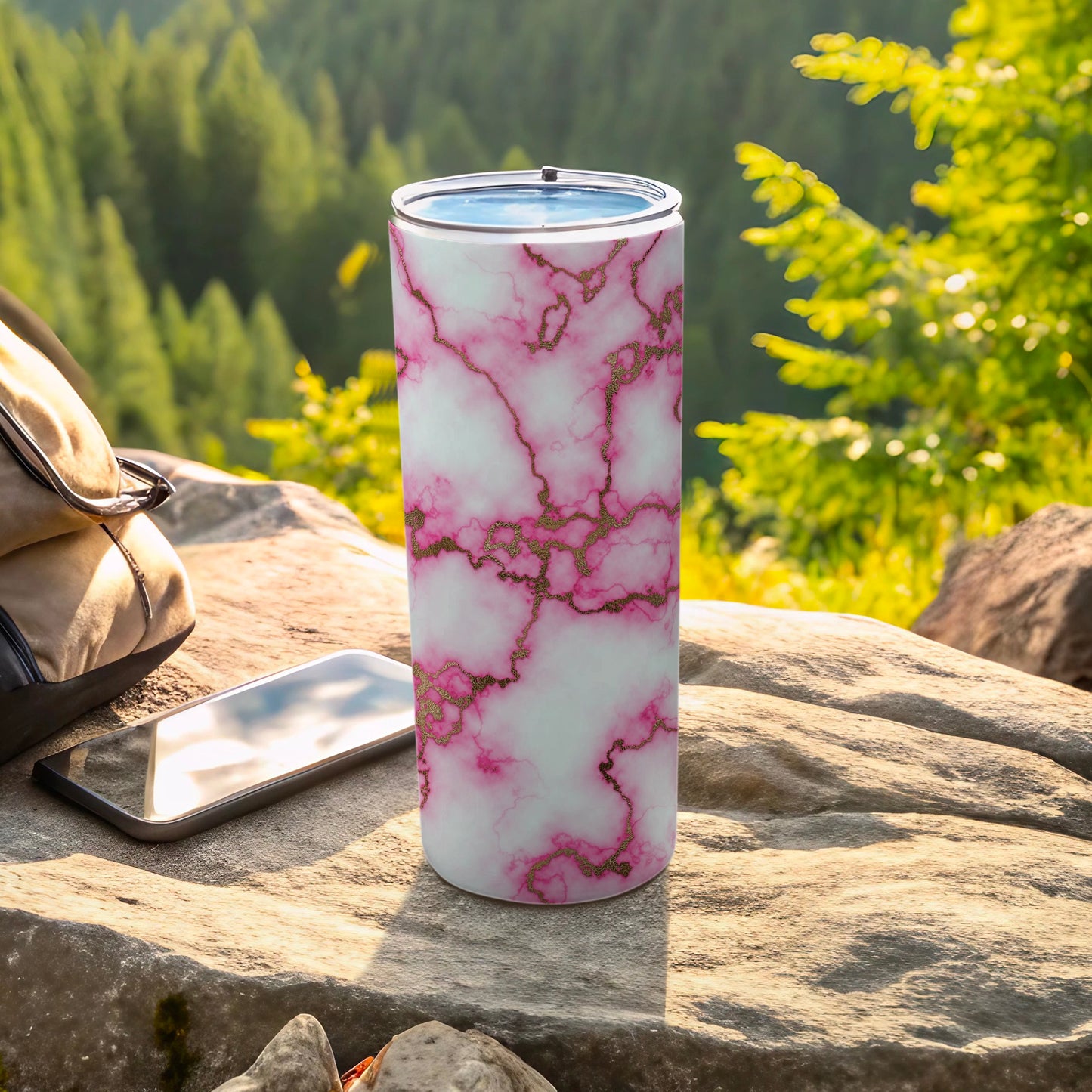 Pink White Gold Marble Pattern Tumbler product type