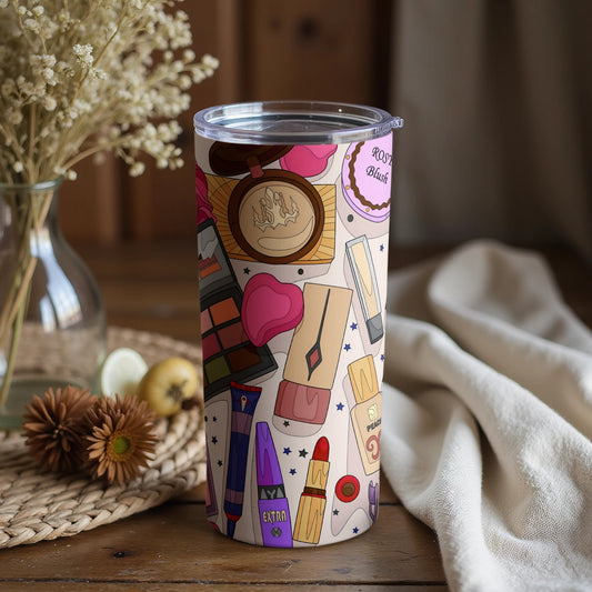 Colorful Makeup Themed Travel Tumbler Product