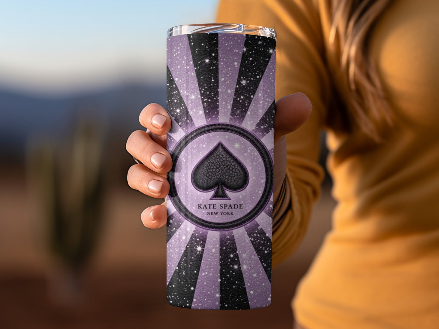 Kate Spade Inspired  New York Spade Purple And Black Tumblers