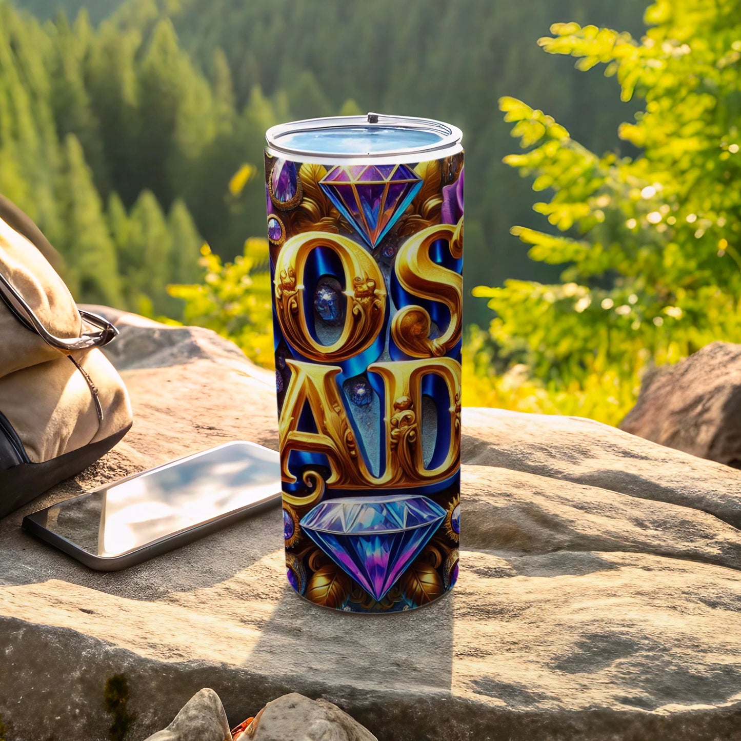 Colorful Graphic Diamond Thermos Flask for Outdoor Use