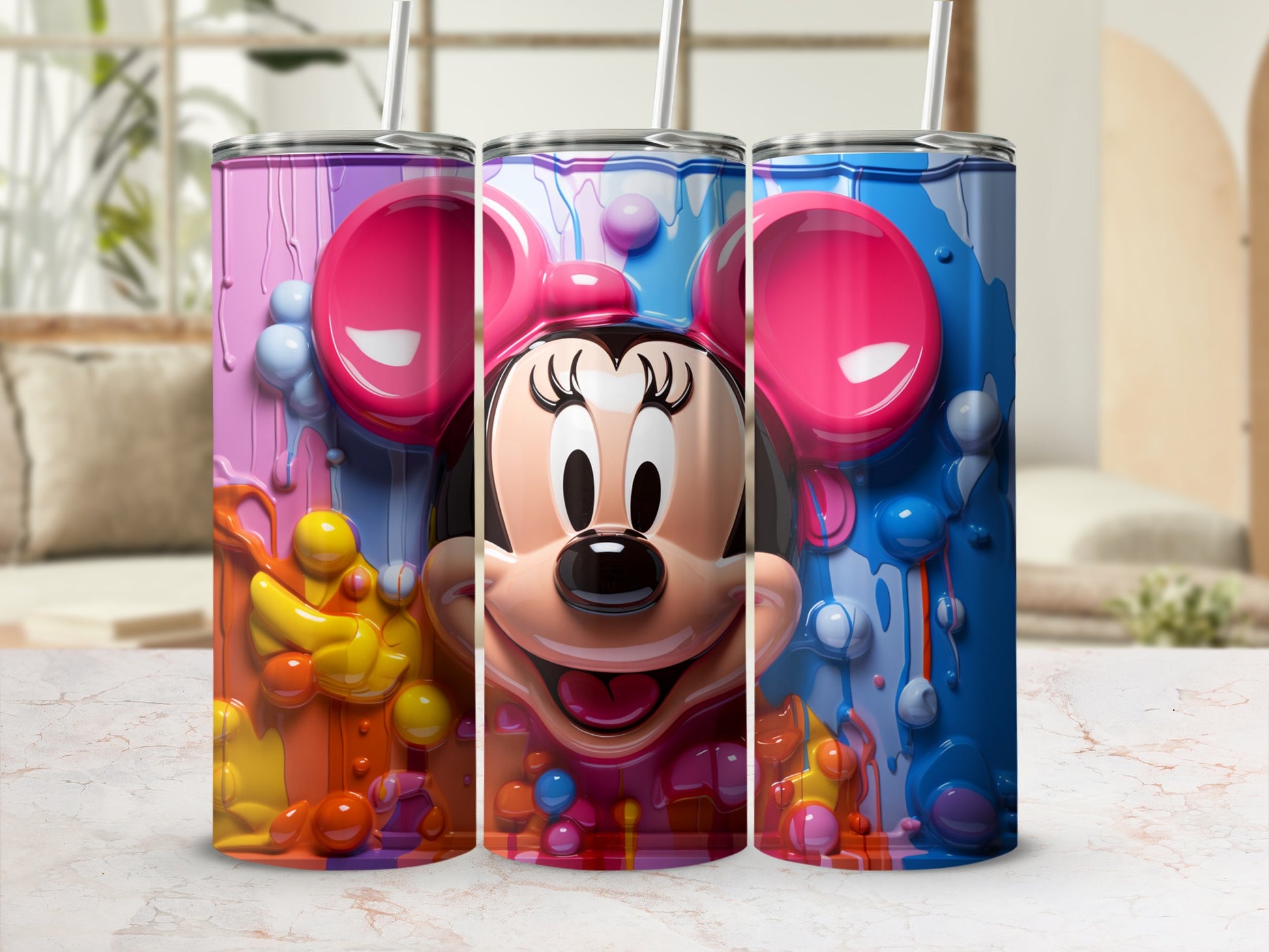 Vibrant Cartoon Character Triple Tumbler Set Gift