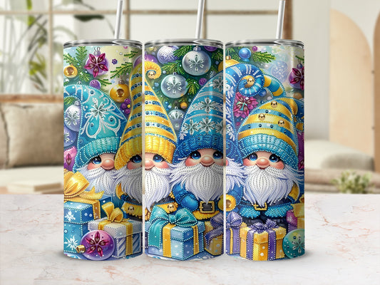 Colorful Gnomes with Gifts Christmas Tumbler