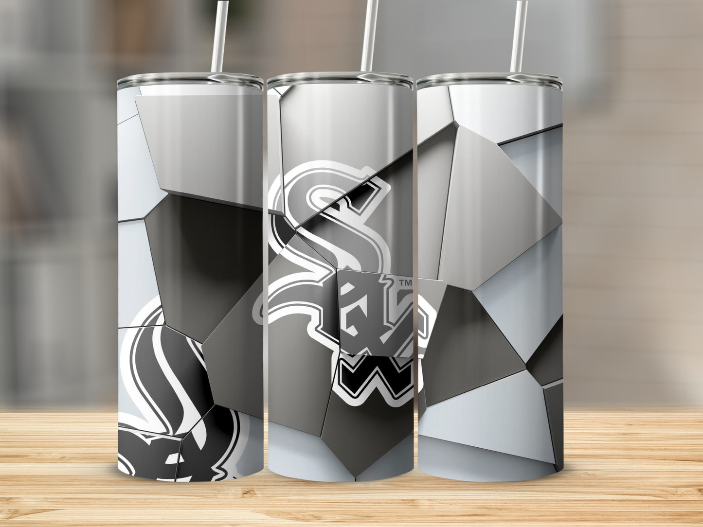 Chicago White Sox Fractured Logo Art Inspired Design Tumblers