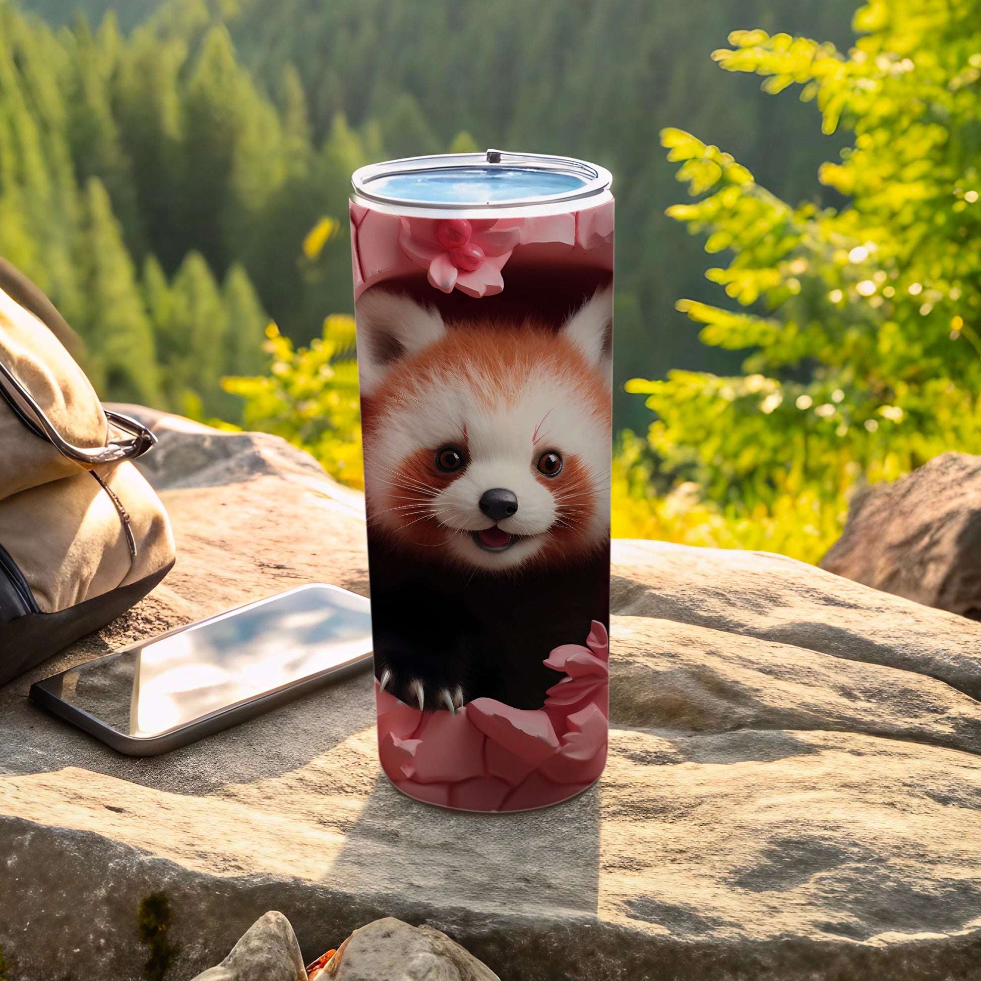 Cute Red Panda Design Travel Mug for Outdoors