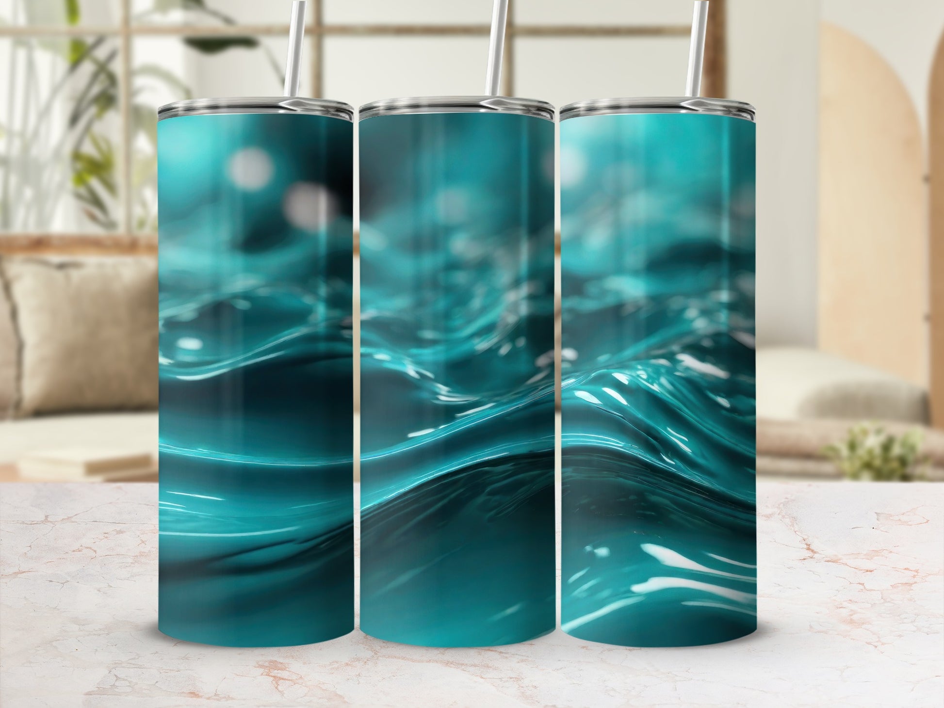 Aqua Ocean Waves Abstract Tumbler Drinkware product type