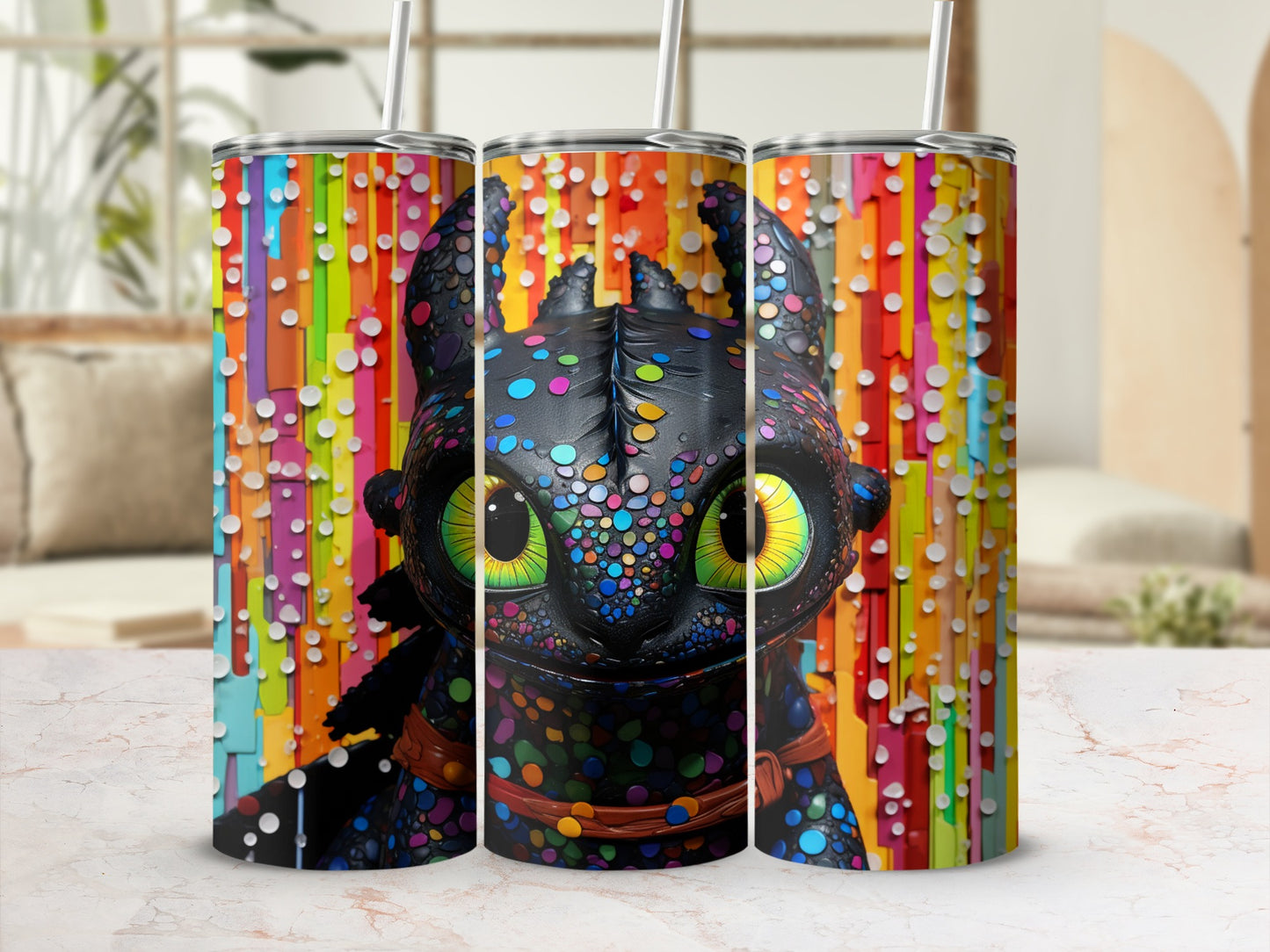 Colorful Abstract Creature Design Tumbler Cup