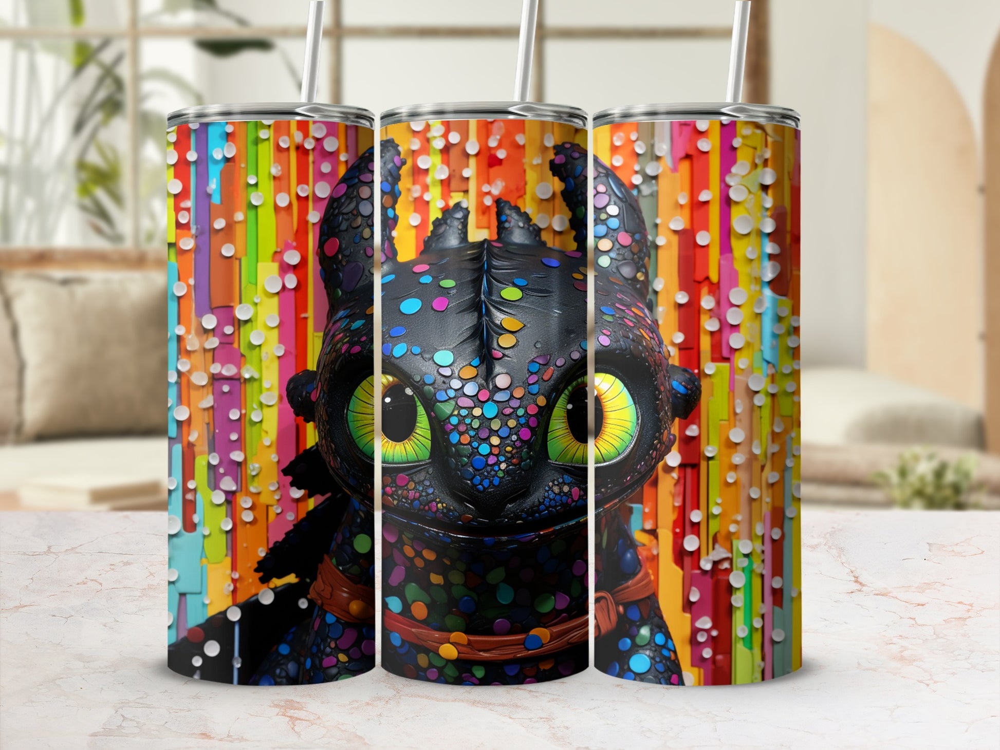 Colorful Abstract Creature Design Tumbler Cup