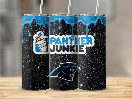 Panther Junkie Glitter Blue Drip Design Tumbler