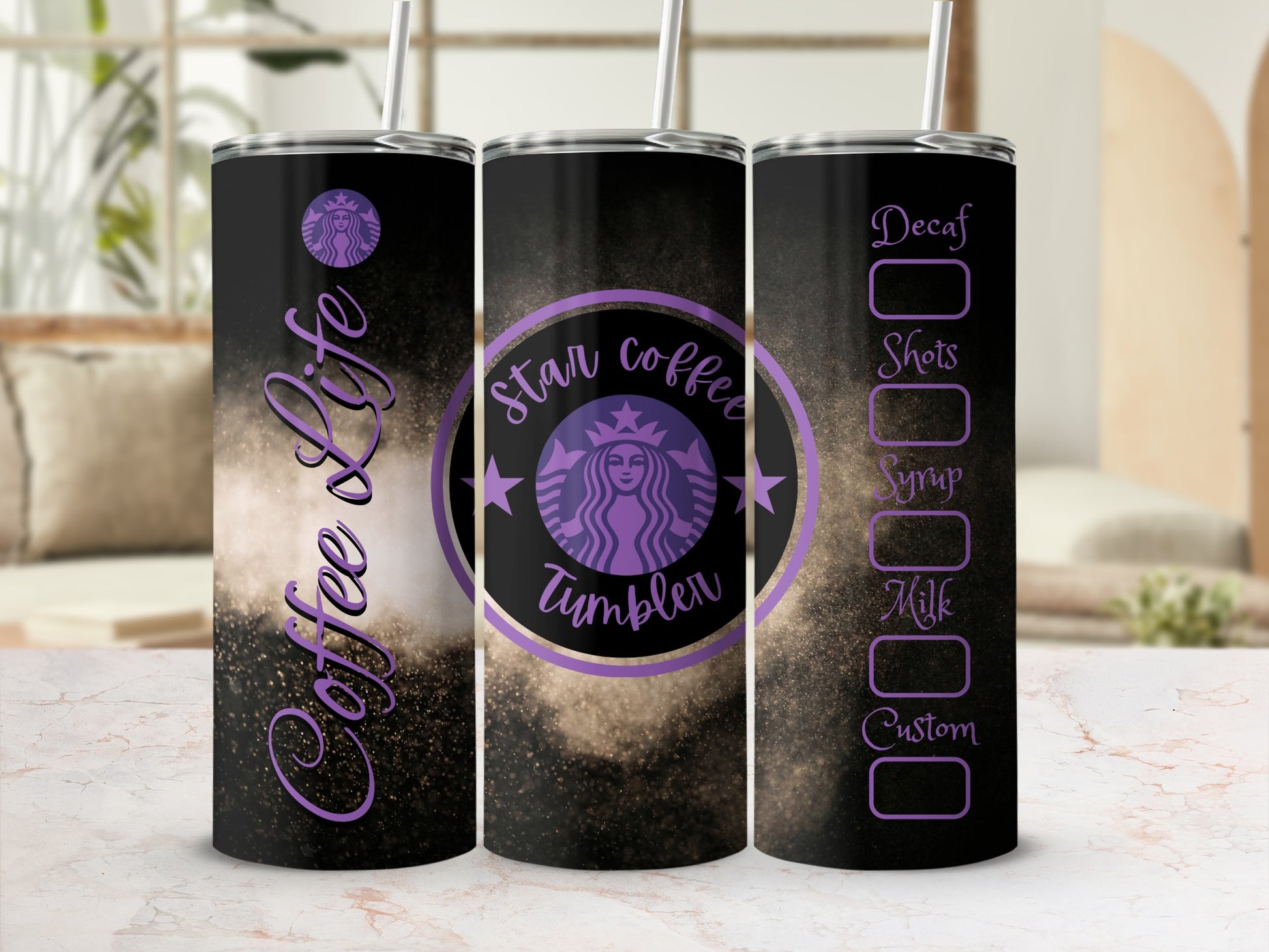 Coffee oLife Star Coffee Tumbler Custom Drink Details