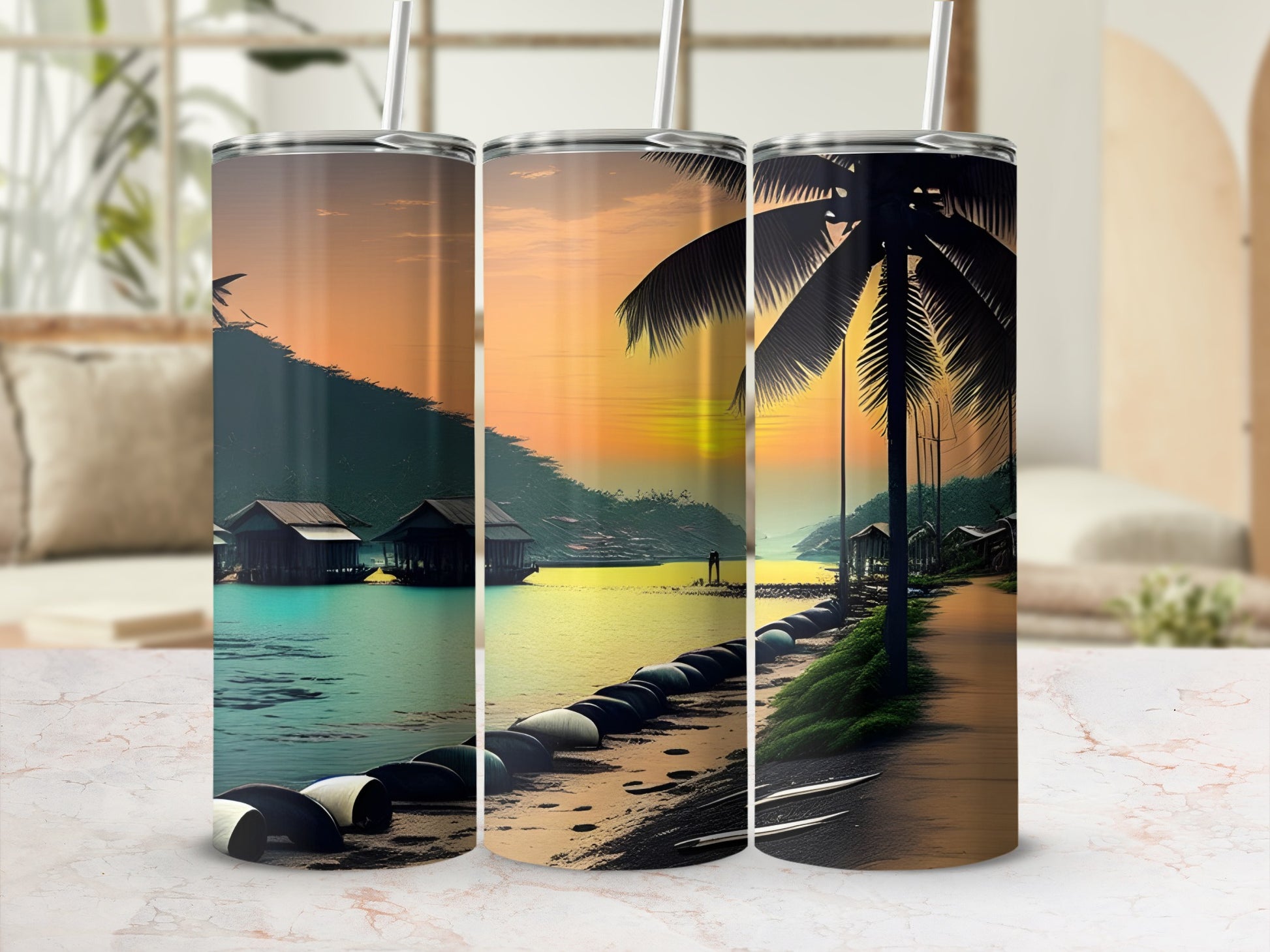 Beautiful coastal photography tall tumbler product