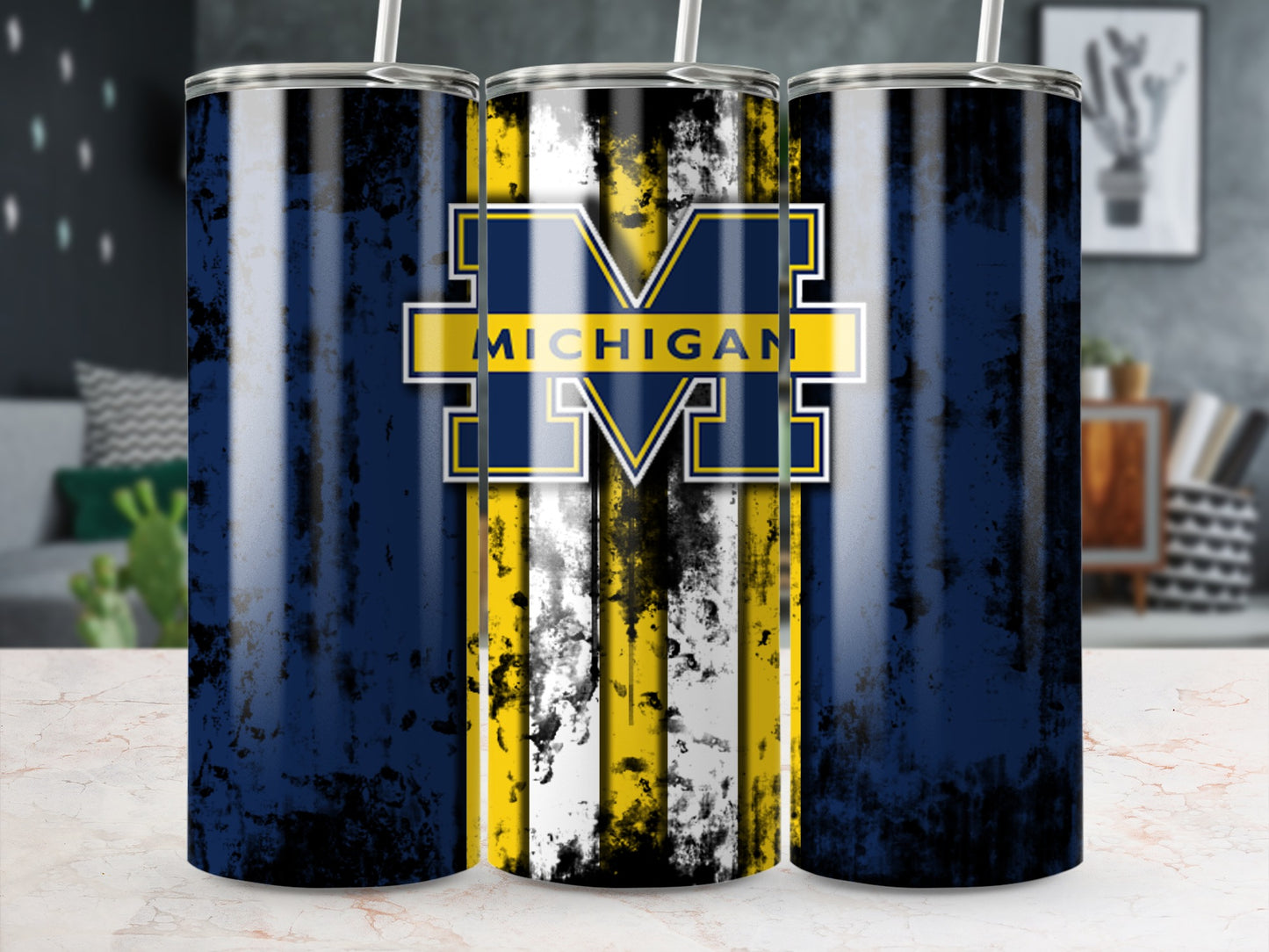 Michigan Blue and Yellow Design Insulated Tumbler