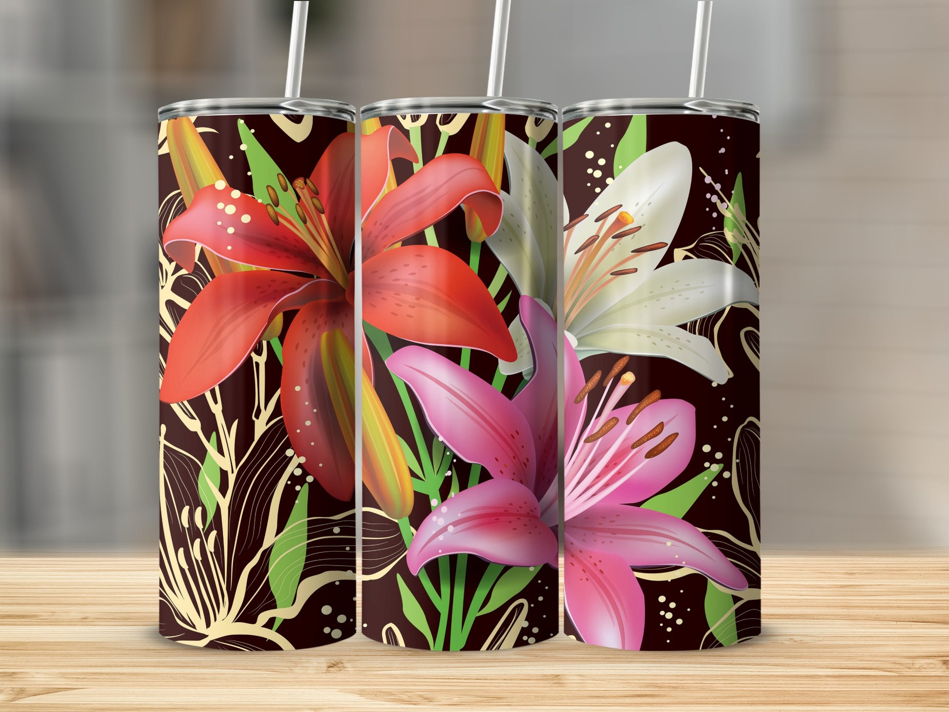 Vibrant Floral Design Insulated Travel Tumbler
