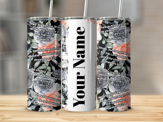Personalized Bible Verses Floral Design Tumbler