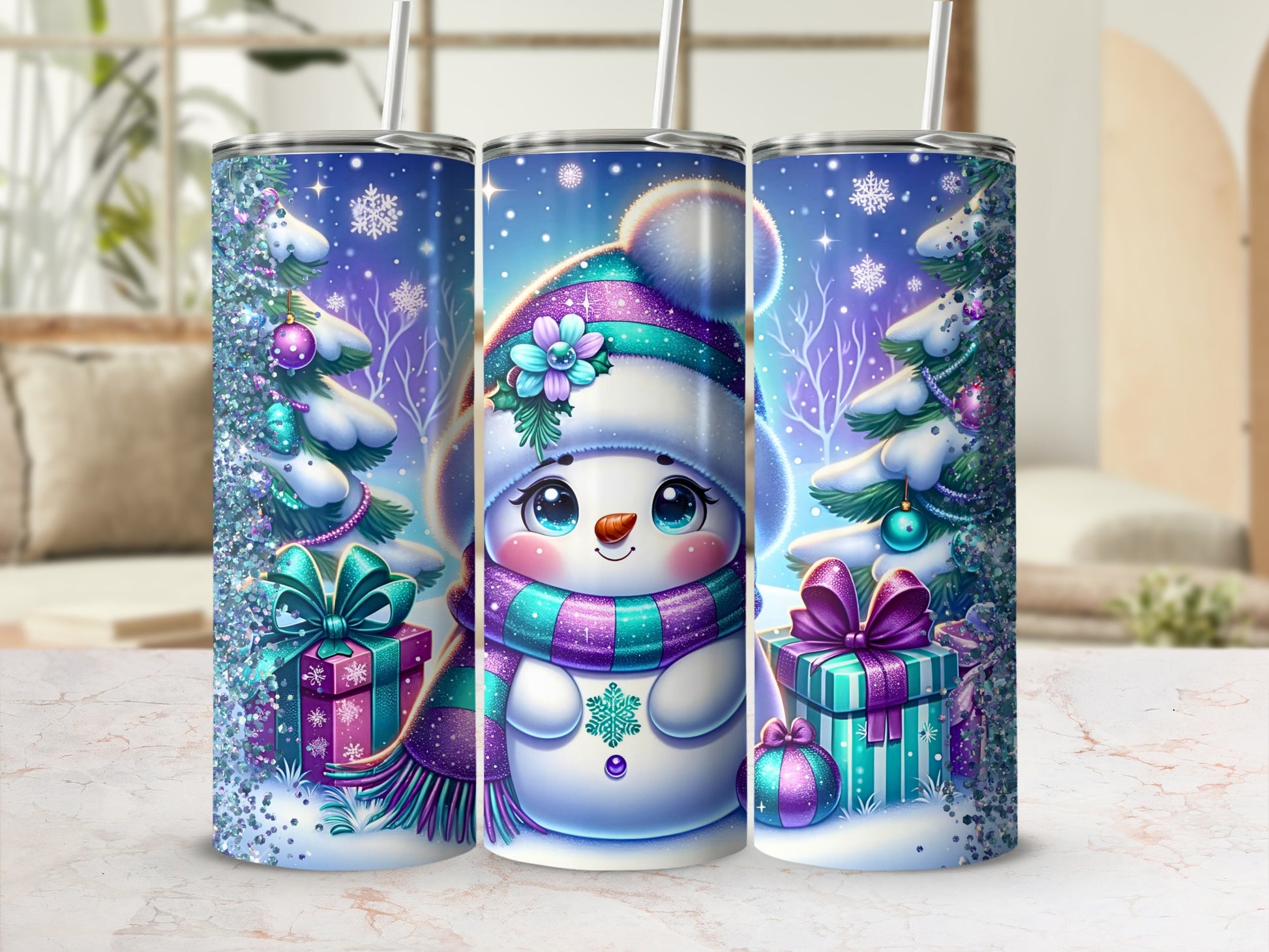 Adorable Snowman in Winter Wonderland Tumbler