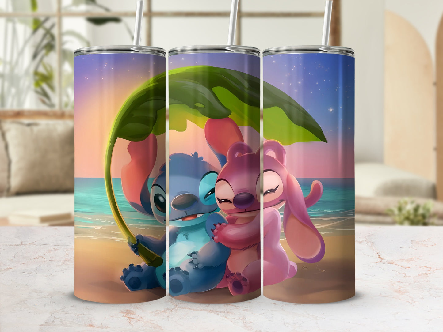 Adorable Beach Scene With Cute Characters Tumbler