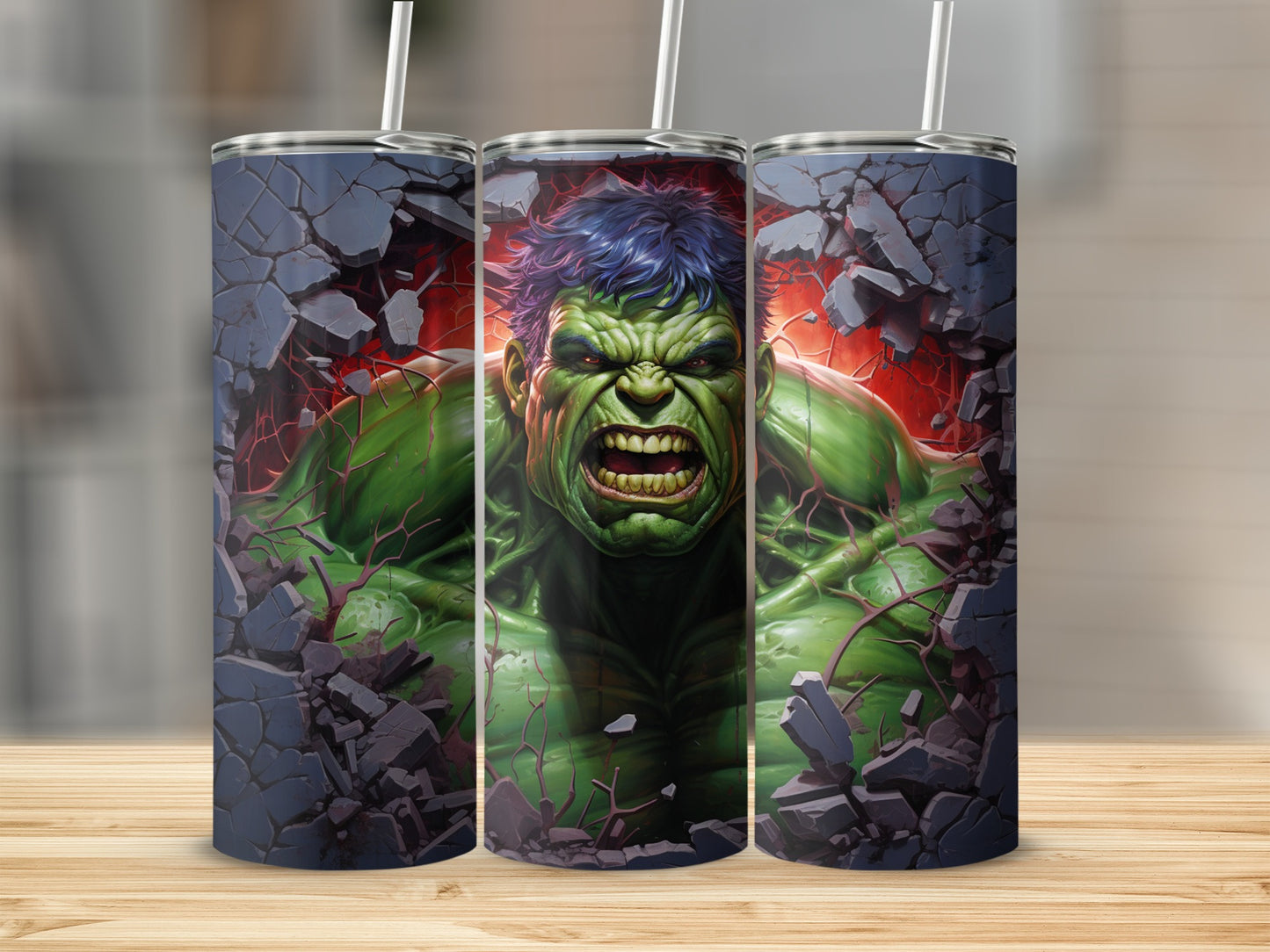 Incredible Hulk Smashing Through Wall Tumbler