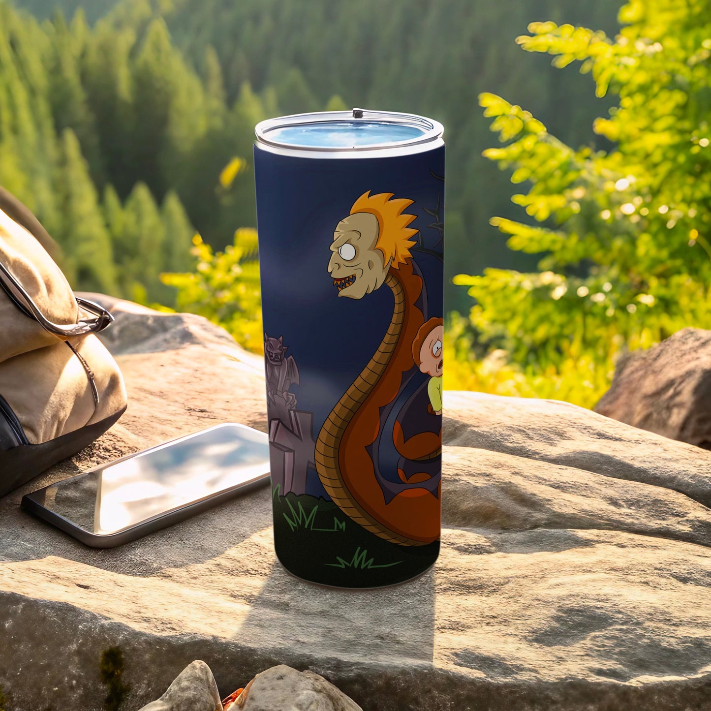 Vibrant Character Design Travel Tumbler for Outdoor Adventures