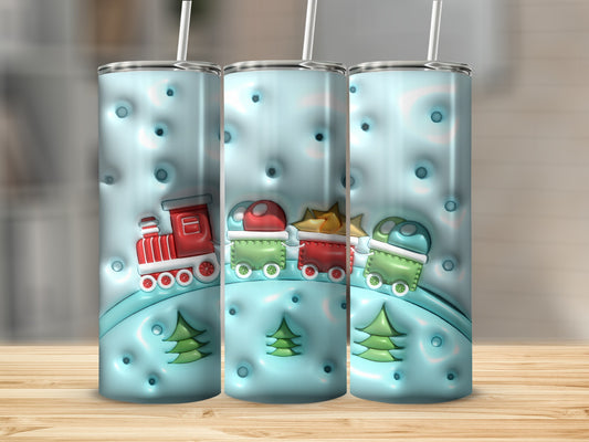 Christmas Train Tumbler Glitter Design Drinkware
