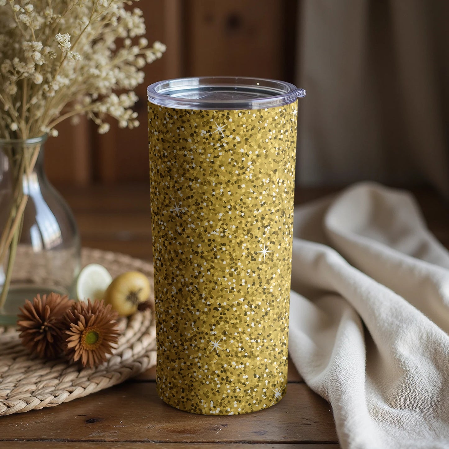 Sparkling Golden Glitter Tumbler Cup for Daily Use