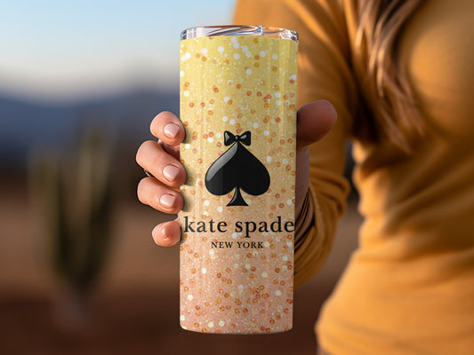 Kate Spade Inspired  New York Glitter Design Brand Logo Tumblers