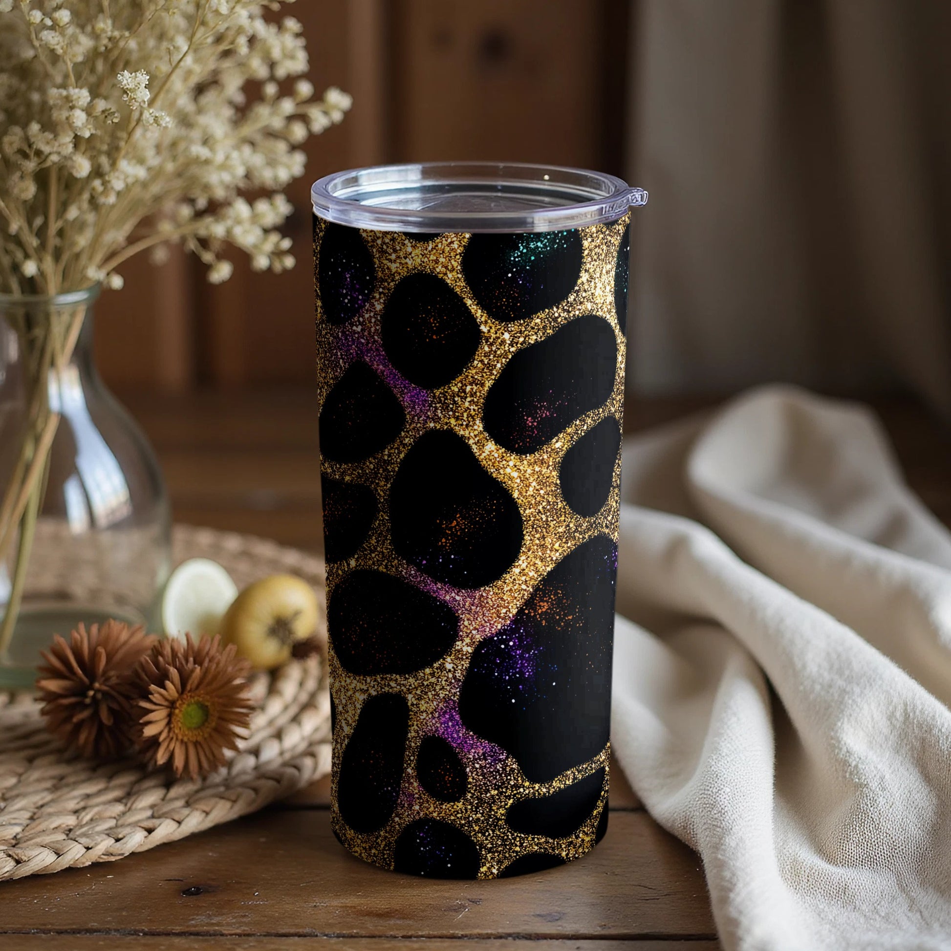 Glitter Leopard Pattern Insulated Tumbler