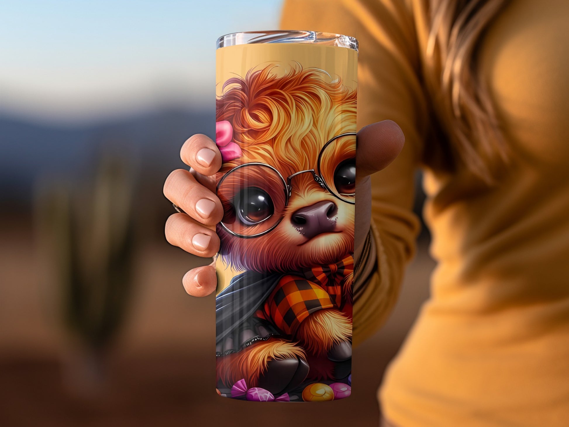 Cute Puppy with Glasses and Plaid Scarf Tumbler