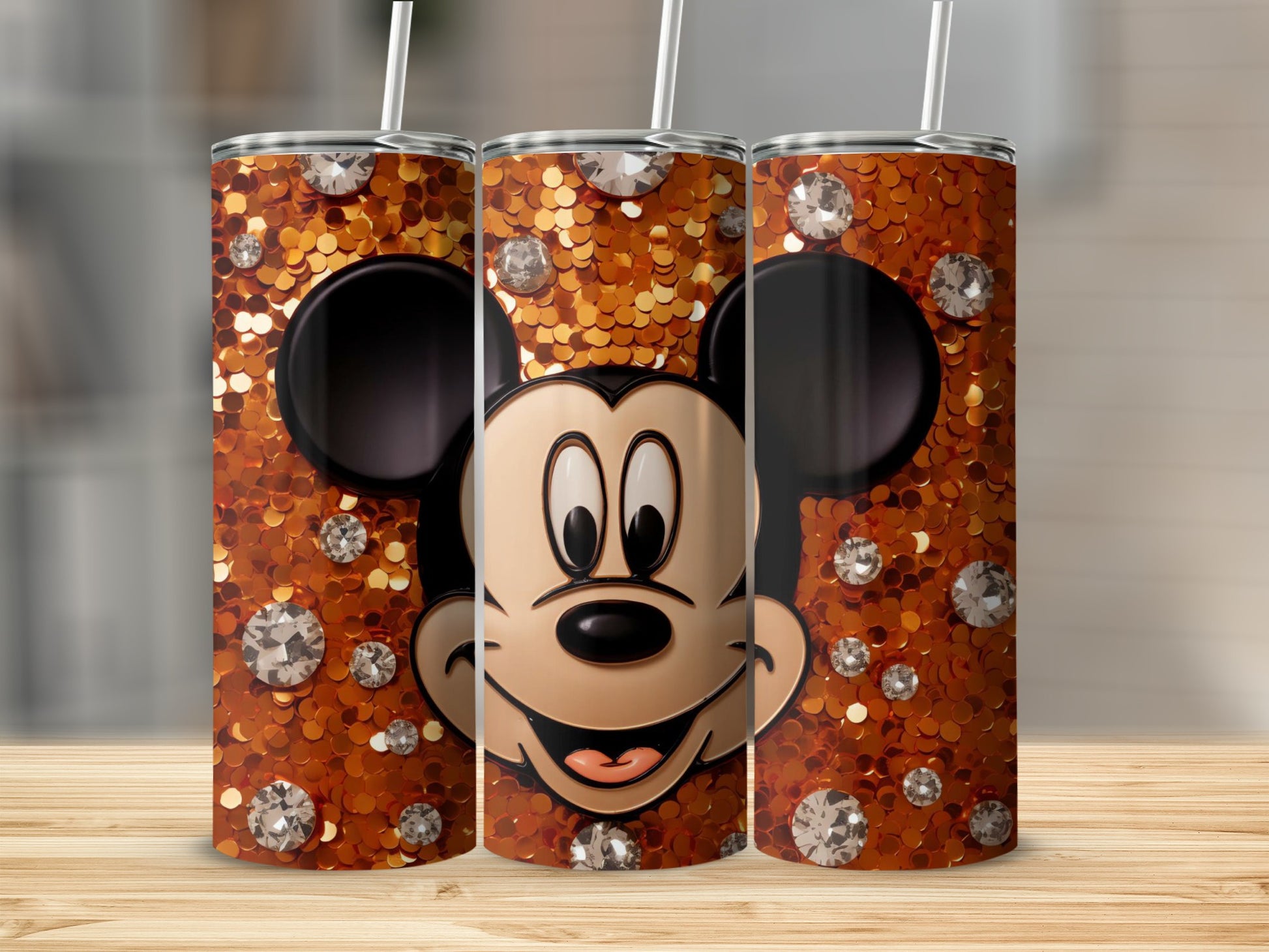 Glittering Diamond Mickey Mouse Tumbler For Kids And Adults