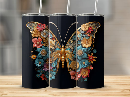 Golden Butterfly Floral Tumbler Design product type