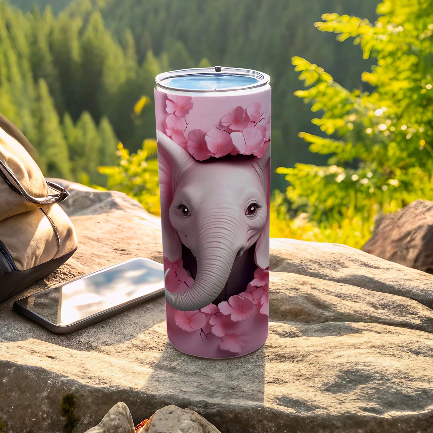 Baby Elephant Pink Flowers Tumbler Tall Slim product type
