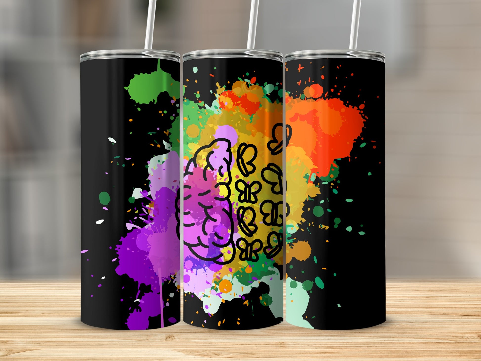 Colorful Splash Tall Tumblers with Lid