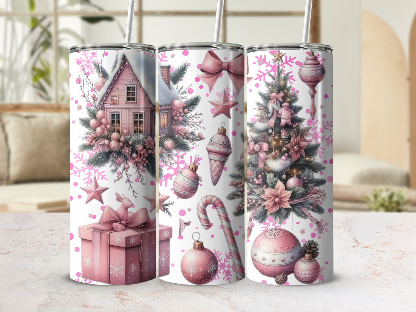 Festive Holiday Tumbler with Whimsical Christmas Design