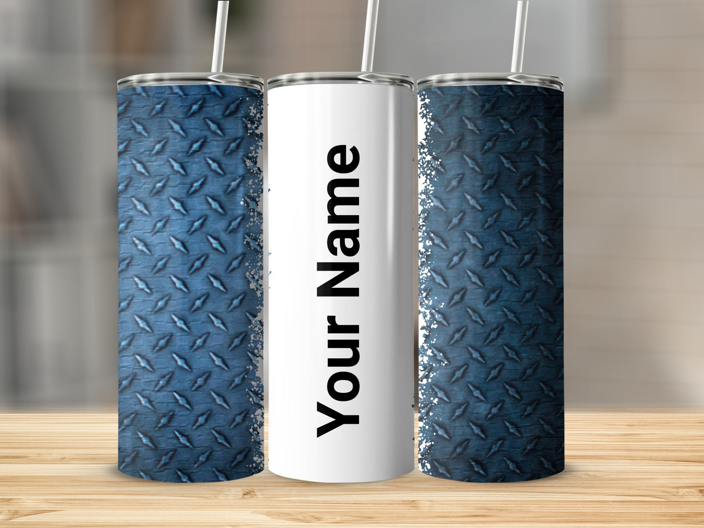 Custom Blue and White Tumblers with Your Name