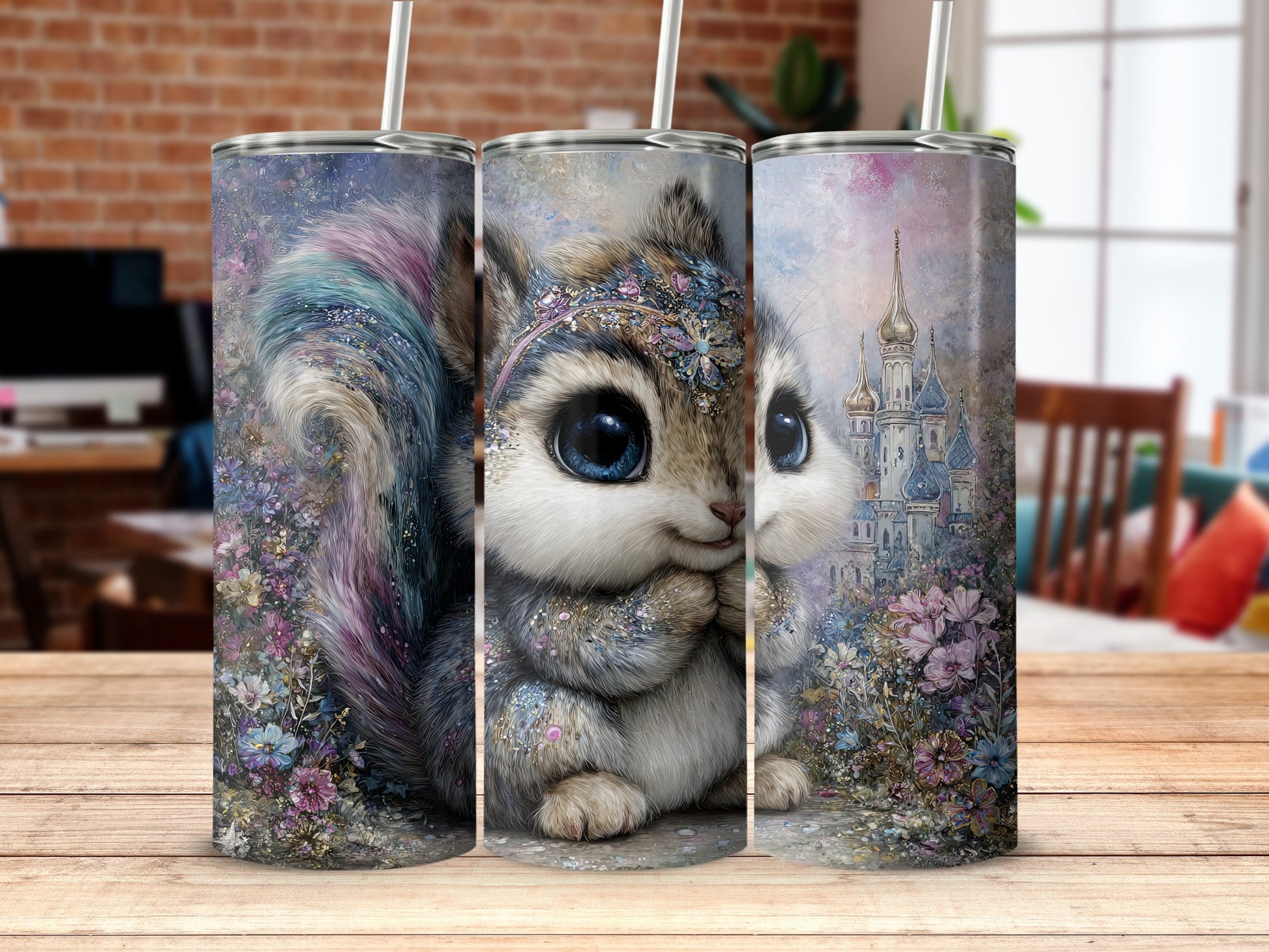 Enchanted Squirrel Castle Fantasy Tumbler Design