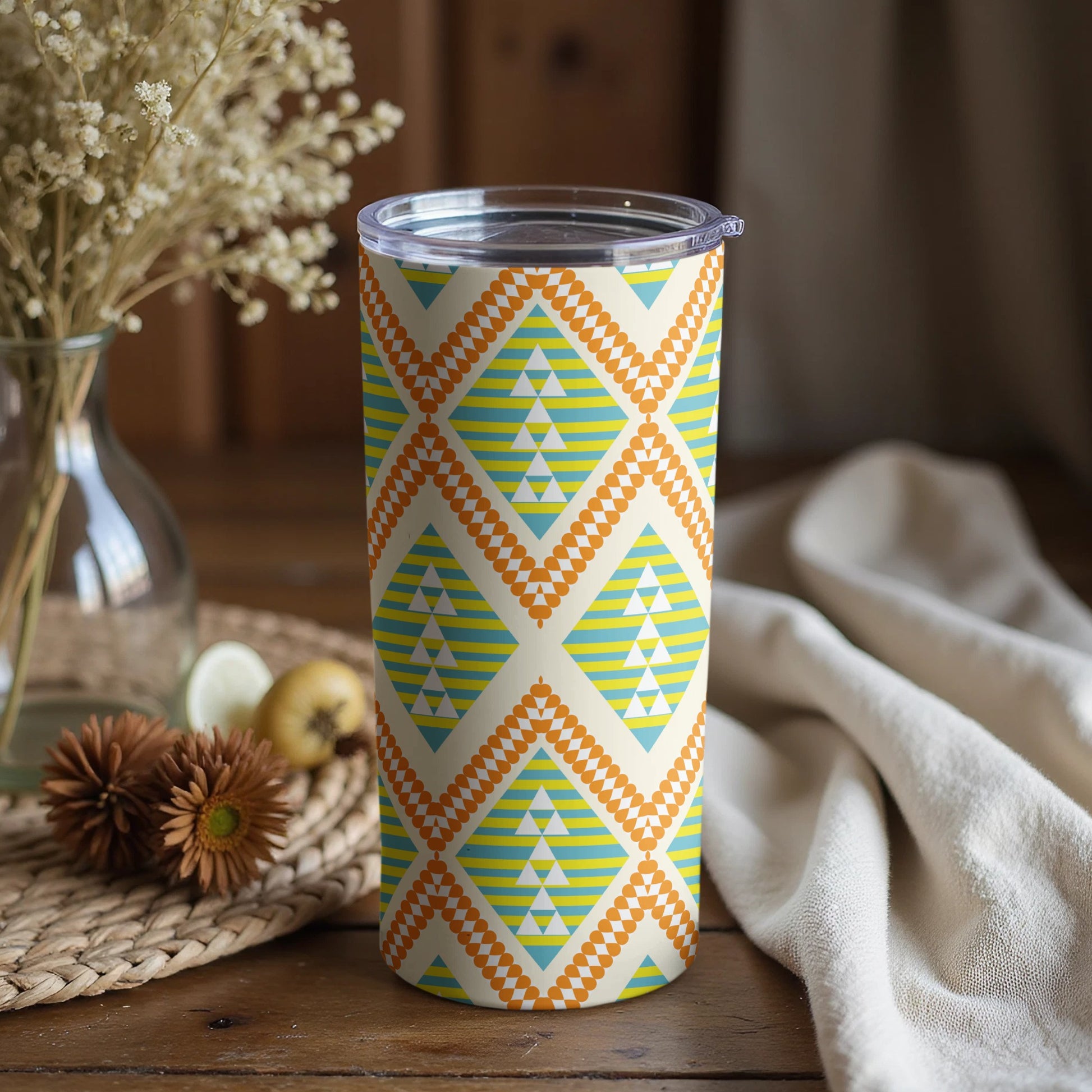 Geometric Patterned Insulated Drink Tumbler Product