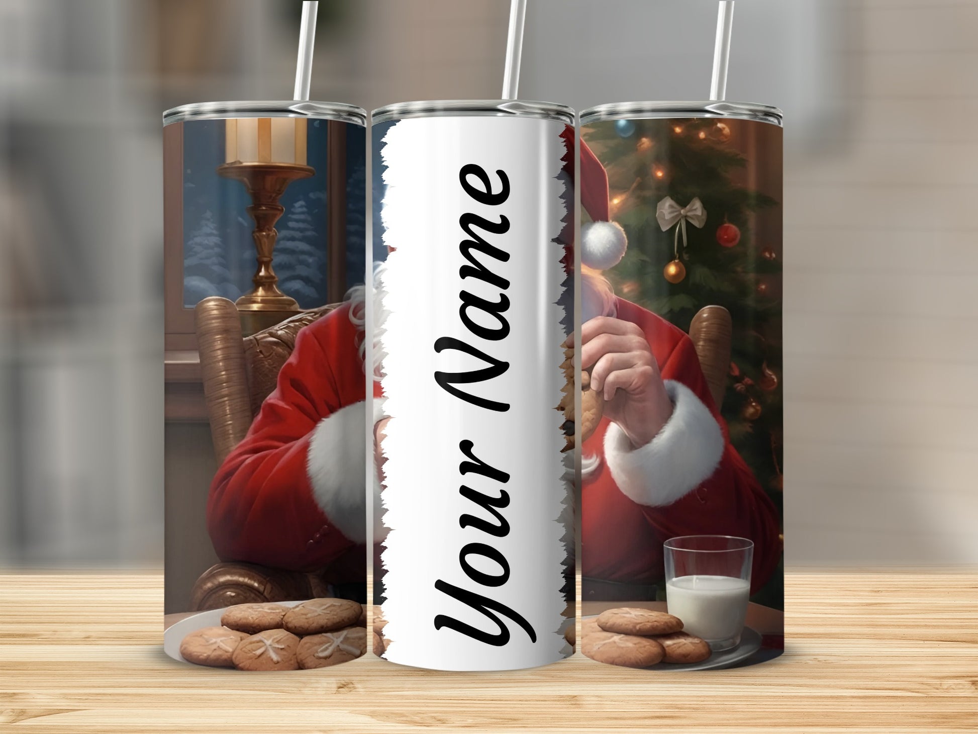 Personalized Santa Claus Christmas Scene Tumbler
