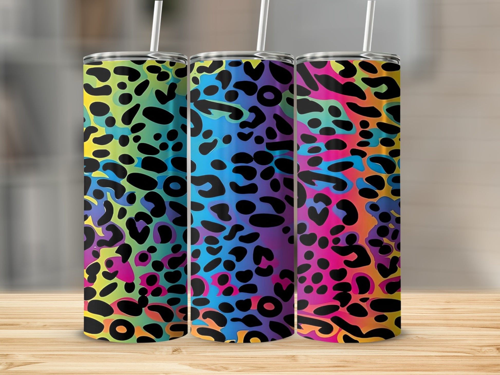 Rainbow Leopard Print Tumbler for a Splash of Color