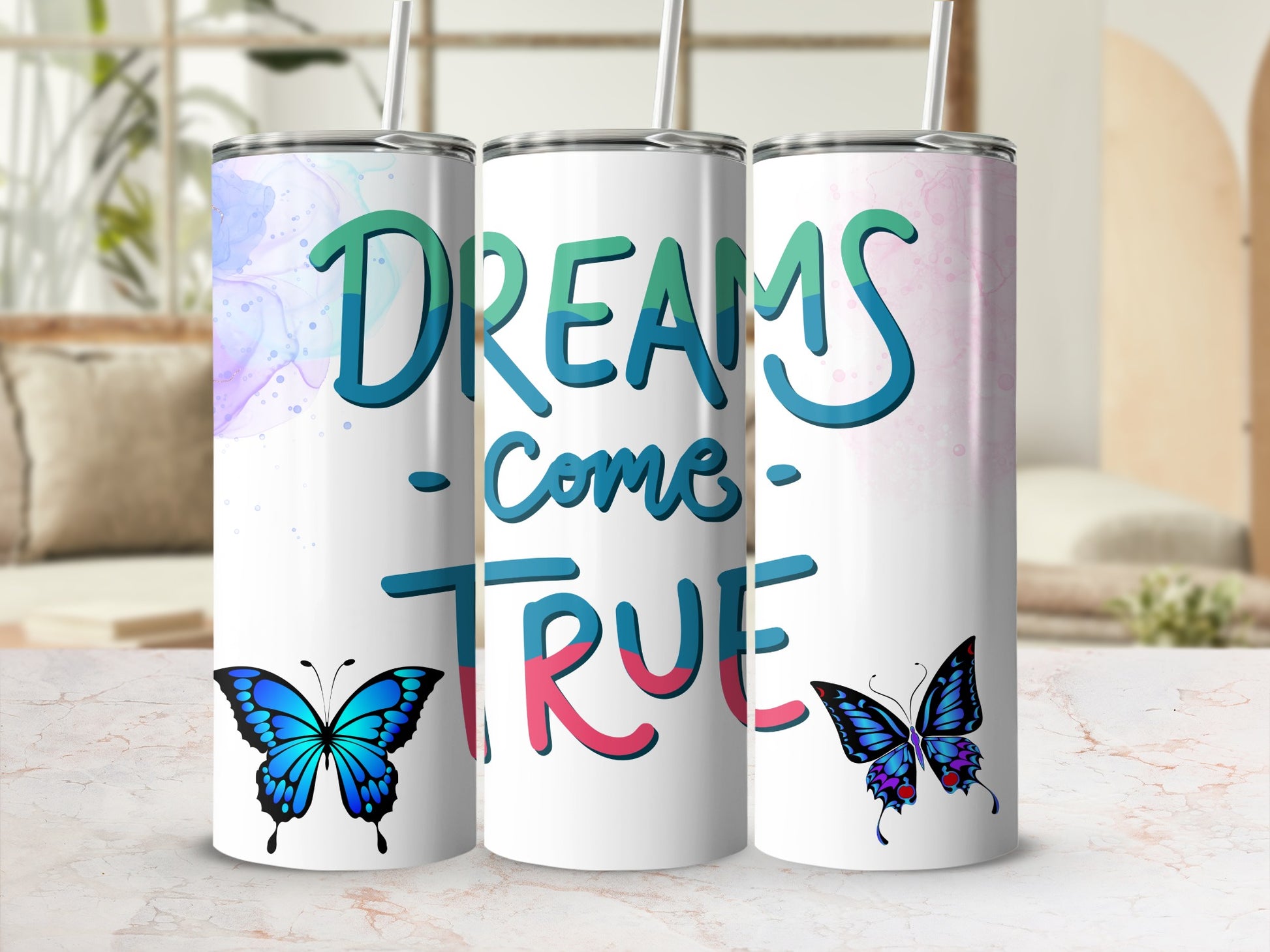 Dreams Come True Butterfly Design Tumbler