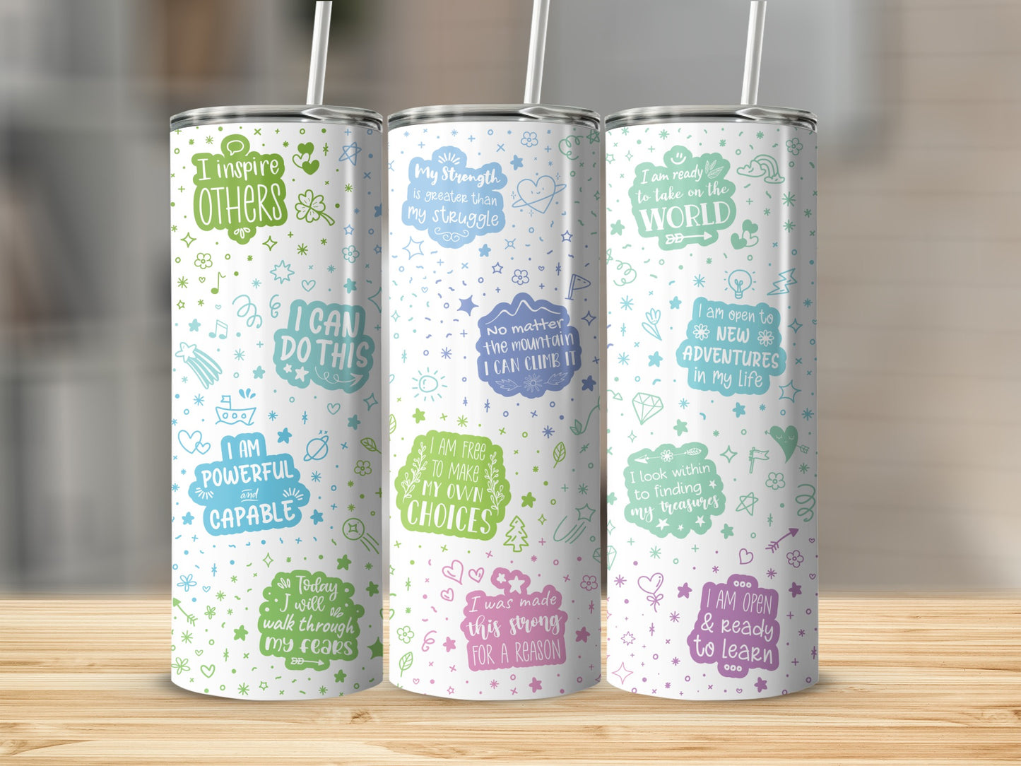 Motivational Quotes Designer Tumbler with Straw