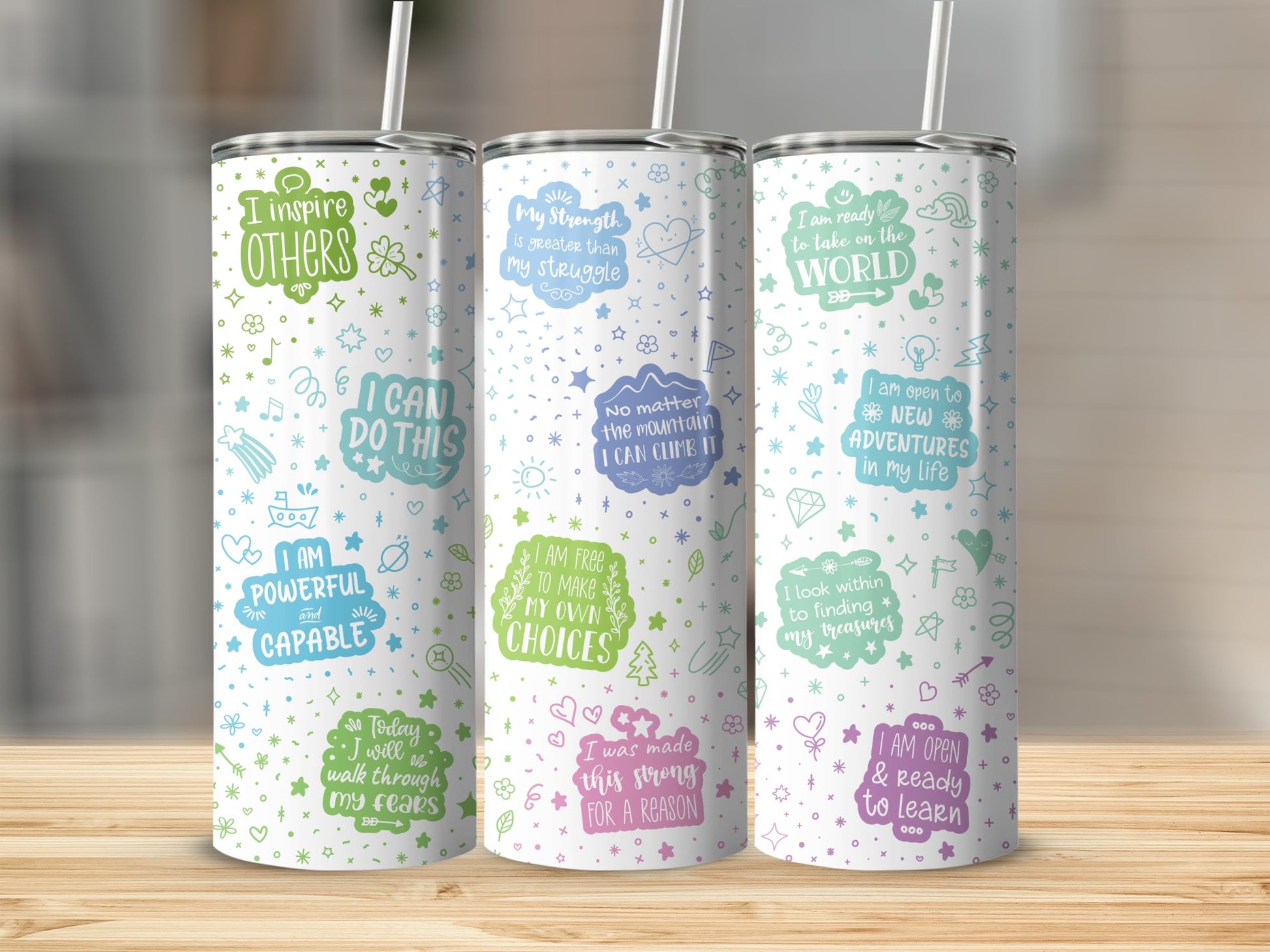Motivational Quotes Designer Tumbler with Straw