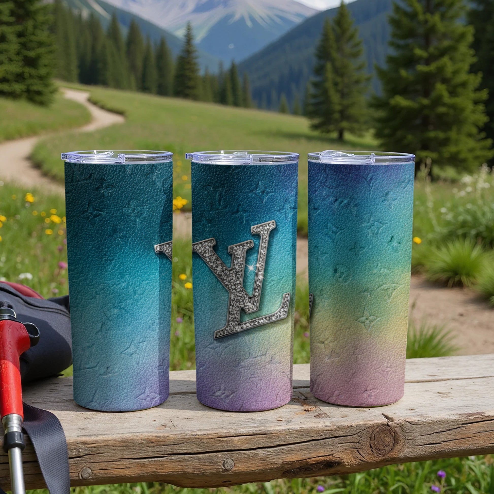 Gradient Color Tumblers with LV Design 12oz Cups