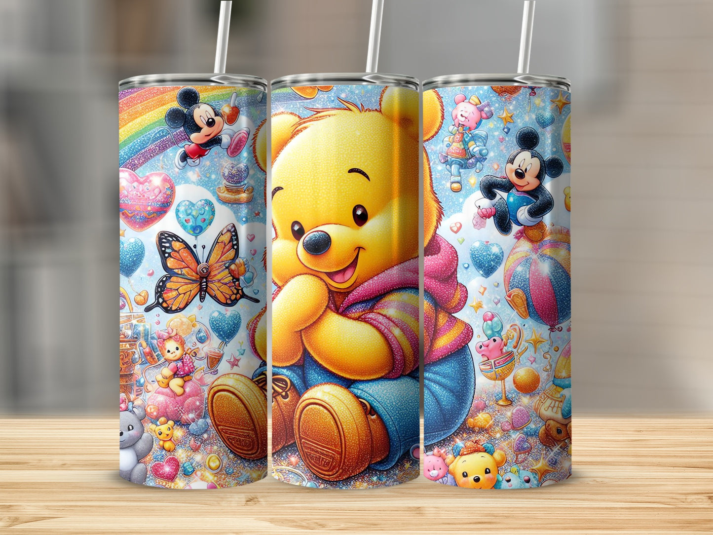 Winnie the Pooh with Mickey Friends Rainbow Tumblers