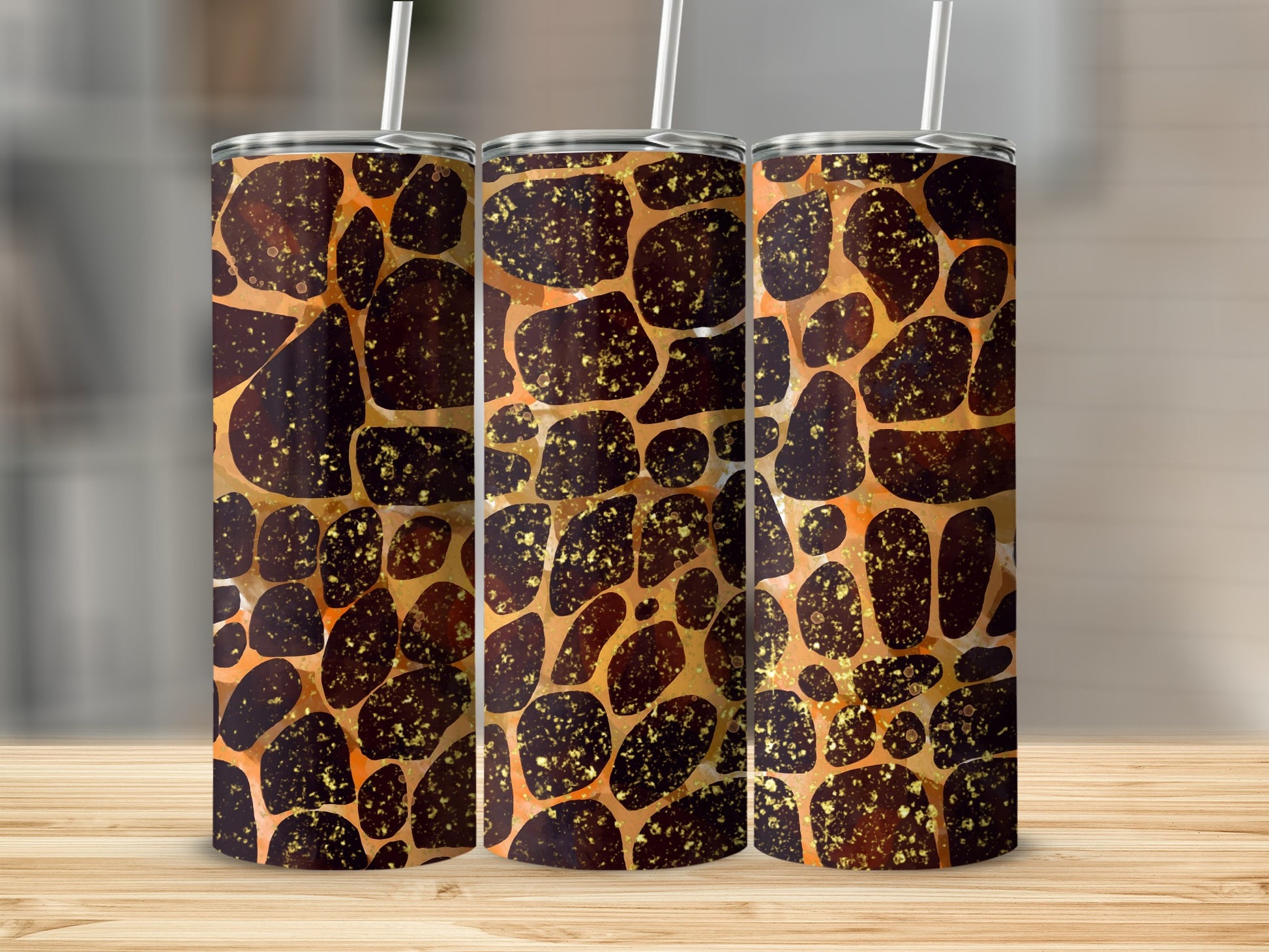 Giraffe Pattern Tumbler in Dark and Light Brown Colors