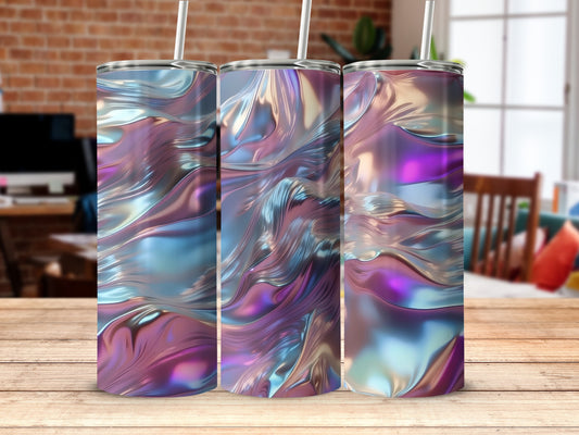 Iridescent Fluid Metal Wavy Design Blue Purple Pink Tumbler product type