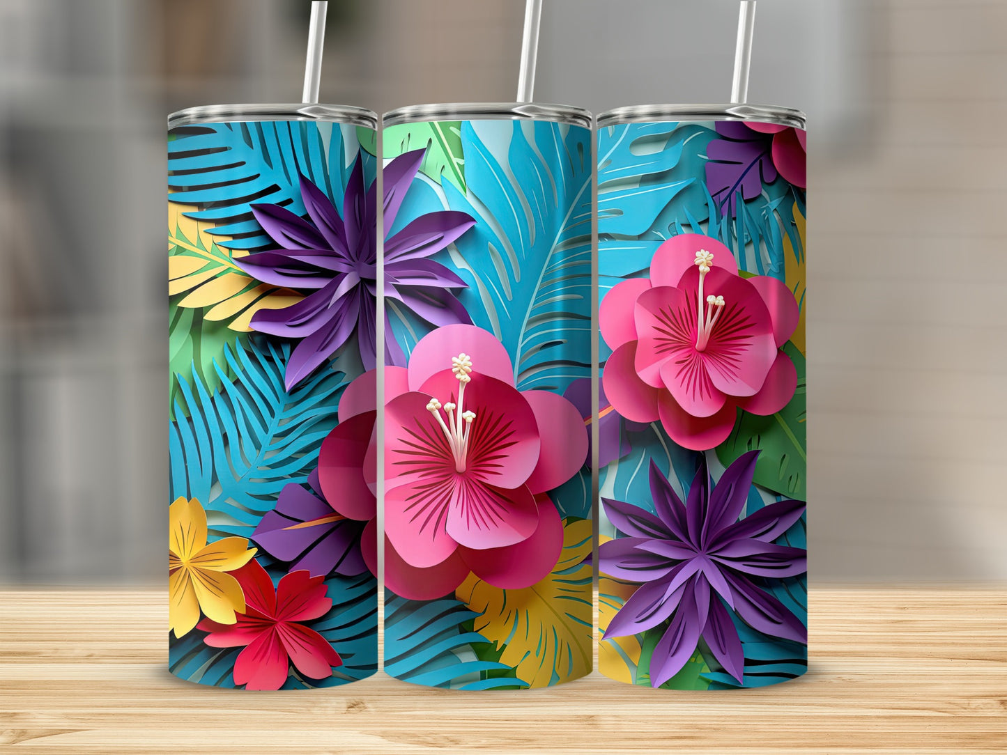 Tropical Floral Design Insulated Drinkware Tumblers Product