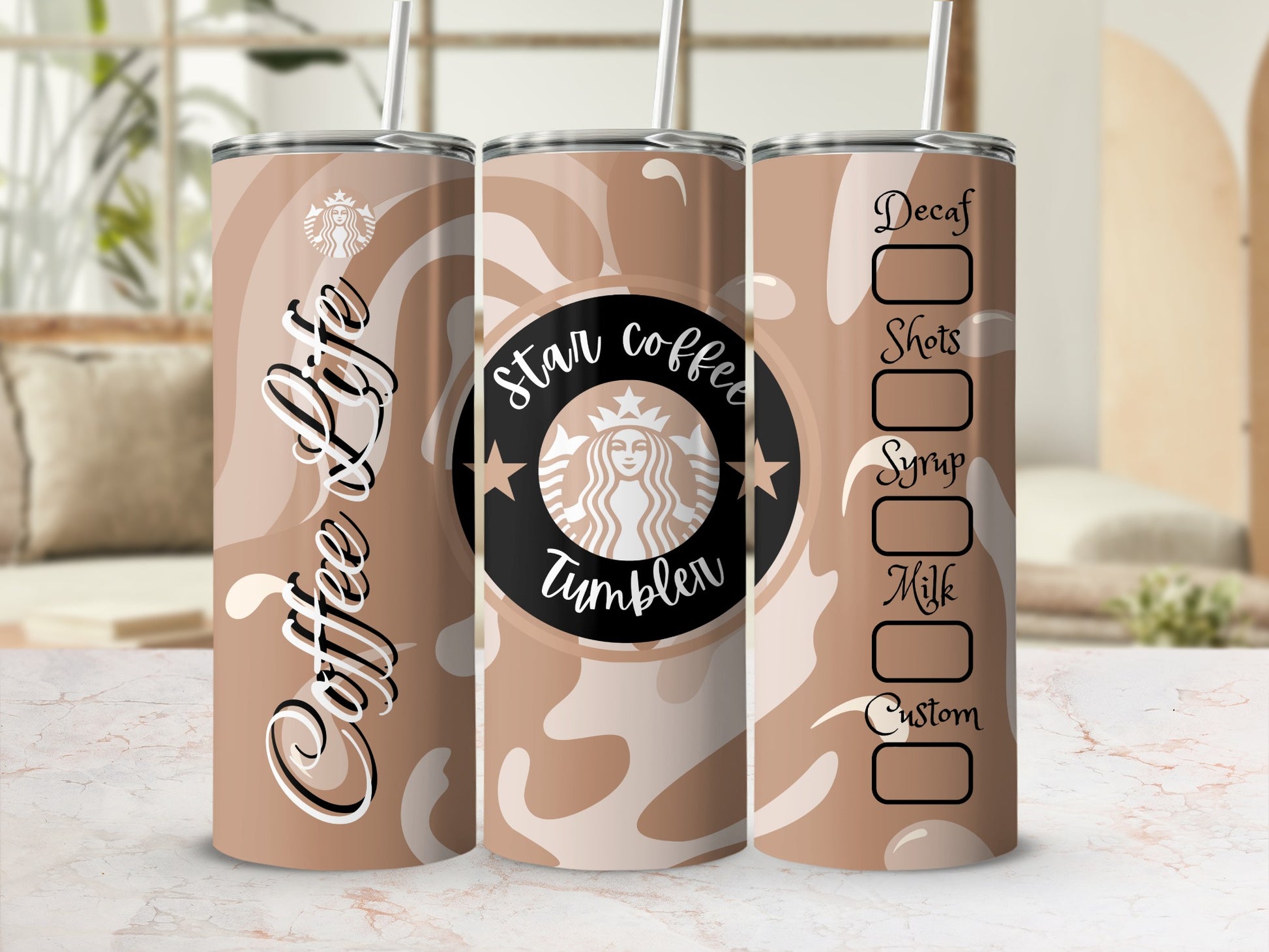 Customizable Coffee Life Star Coffee Tumbler