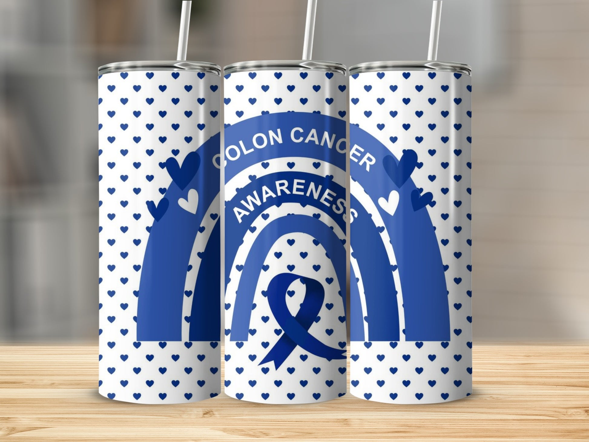 Colon Cancer Awareness Blue Ribbon Tumbler Cup