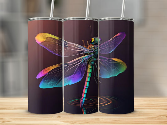 Vibrant Multicolored Dragonfly Tall Tumbler Cup