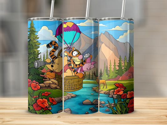 Colorful Cartoon Hot Air Balloon Adventure Tumbler