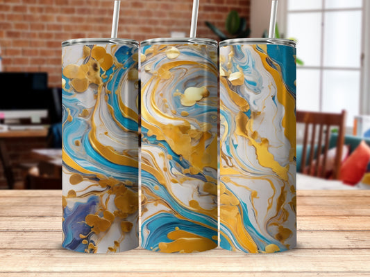 Textured Gold Aqua White Swirl Pattern Tumbler product type