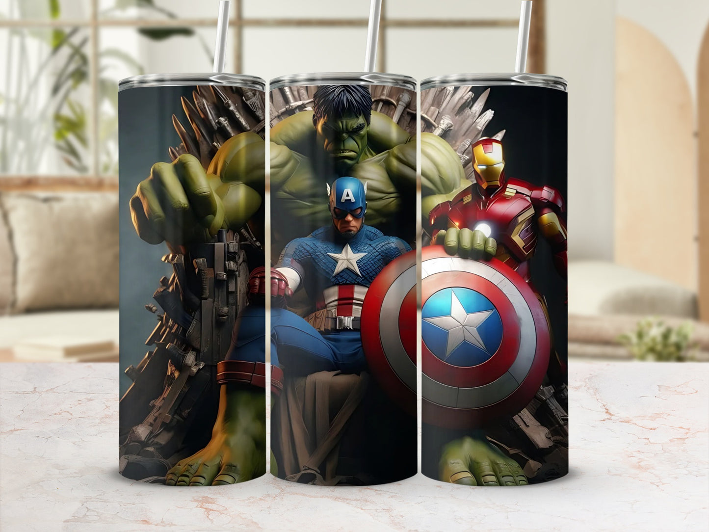 Marvel Avengers Hulk Captain America Iron Man tumbler